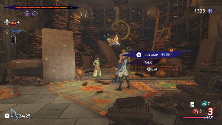 You'll reveal a part of the map after meeting Fariba in a room adjacent to the elevator shaft - Prince of Persia The Lost Crown: All Maps (Fariba) - Secrets and Collectibles - Prince of Persia The Lost Crown Guide