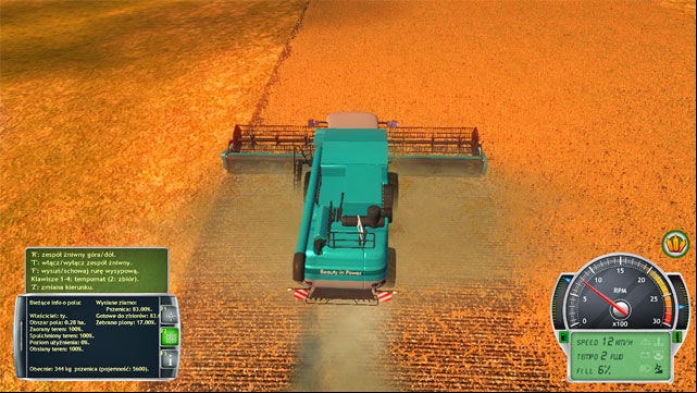 It is a good idea to keep the harvesting assemblies as wide as possible - harvesting takes less time then. - Harvest - Field works - Professional Farmer 2014 - Game Guide and Walkthrough