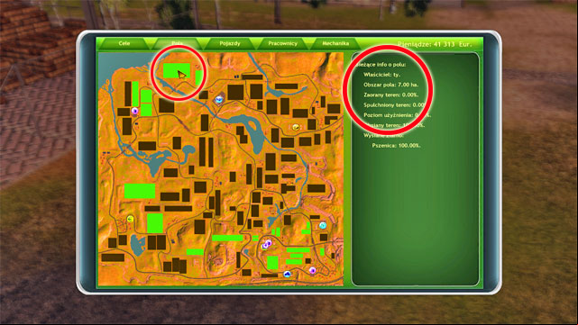 In this tab, you can review detailed information about the field that you roll the mouse over. - GPS, side menu and seasons of the year - Elements of the game - Professional Farmer 2014 - Game Guide and Walkthrough