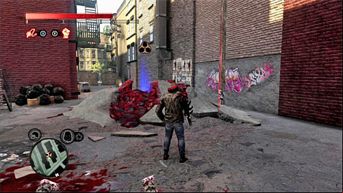 You can find the lair in the alley between buildings - Green Zone - p. 2 | Secrets - Secrets - Prototype 2 Game Guide