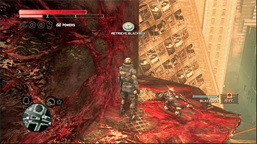 You can find the body on the red balcony - Red Zone - p. 1 | Secrets - Secrets - Prototype 2 Game Guide
