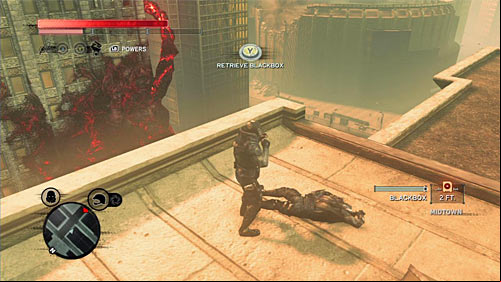 You can find the body on the buildings rooftop - Red Zone - p. 1 | Secrets - Secrets - Prototype 2 Game Guide