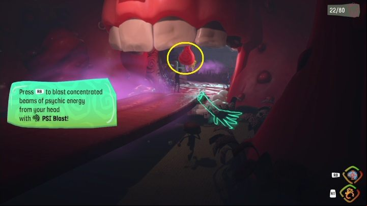 As you go further, you will see a jaw that will keep closing - Psychonauts 2: Lobotos Labyrinth - walkthrough - Walkthrough - Psychonauts 2 Guide
