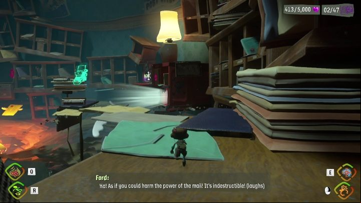 In this location you'll have to navigate on envelopes - Psychonauts 2: Crullers Correspondence - walkthrough - Walkthrough - Psychonauts 2 Guide