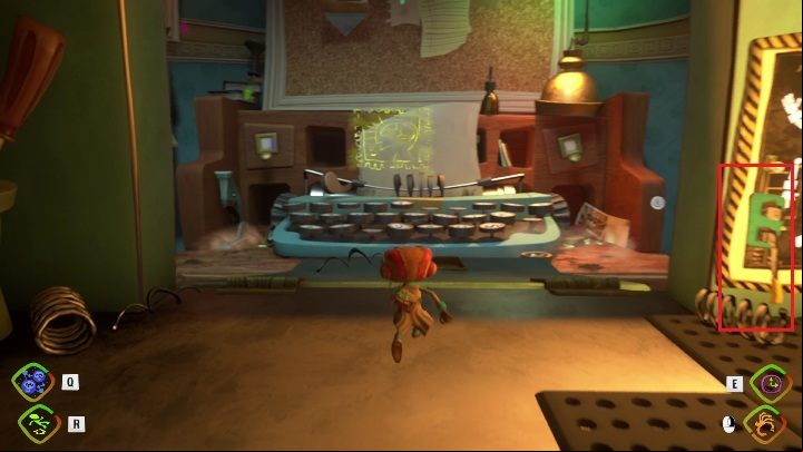 Regarding reaching the L Key - you must first get to the device in the middle of the area and pull the lever - Psychonauts 2: Crullers Correspondence - walkthrough - Walkthrough - Psychonauts 2 Guide