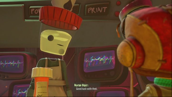 To begin this task, you need to talk to the bartender - Psychonauts 2: Hollis Hot Streak walkthrough - Walkthrough - Psychonauts 2 Guide