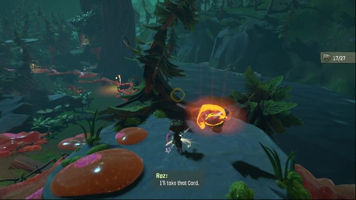 You'll find this card on a rock near Cassie's house - Psychonauts 2: PSI Challenge Cards in Green Needle Gulch - where to find? - Green Needle Gulch - Psychonauts 2 Guide