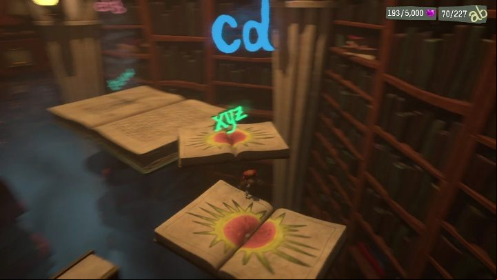 Your next objective is reaching Cassie, who's waiting on one of the books - Psychonauts 2: Cassies Collection - walkthrough - Walkthrough - Psychonauts 2 Guide