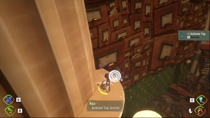 You can get to this tag by traveling through the thoughts up to a small platform near the wall - Psychonauts 2: Emotional Baggage Cassies collection - where to find? - Cassies Collection - Psychonauts 2 Guide