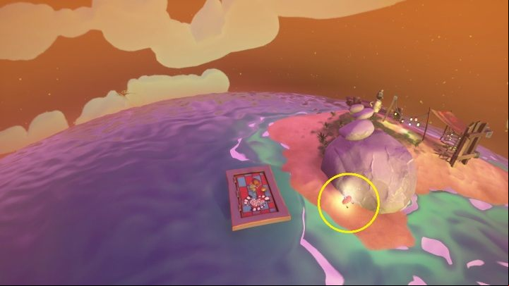You will find this secret behind big rocks, on a small island - Psychonauts 2: half - Half-A-Mind, Bobs Bottles - where to find? - Bobs Bottles - Psychonauts 2 Guide