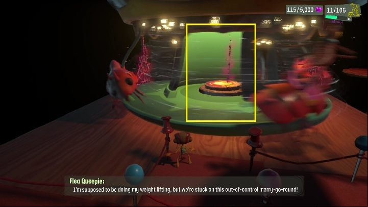 Next, you have to stop the carousel, run inside, and hit the button - Psychonauts 2: Lucrecias Lament - walkthrough - Walkthrough - Psychonauts 2 Guide