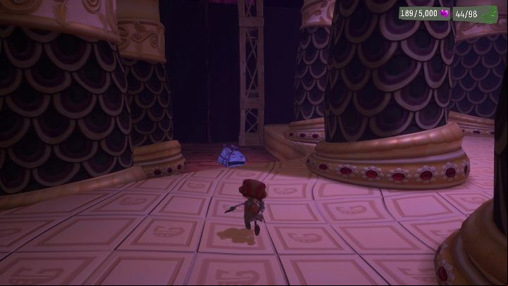 You'll find the luggage in the section with the huge columns, right next to the family stuck to the ceiling - Psychonauts 2: Emotional Baggage, Fatherland Follies - where to find? - Fatherland Follies - Psychonauts 2 Guide