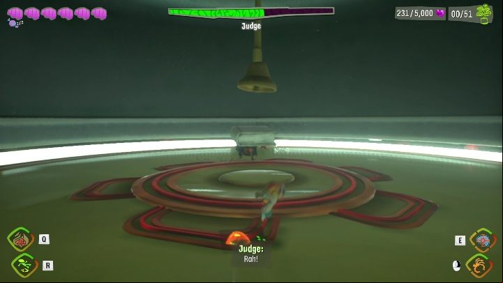 When you manage to take the Judge's gavel, he'll start using books instead - Psychonauts 2: Judge boss fight - how to beat? - Bosses - Psychonauts 2 Guide