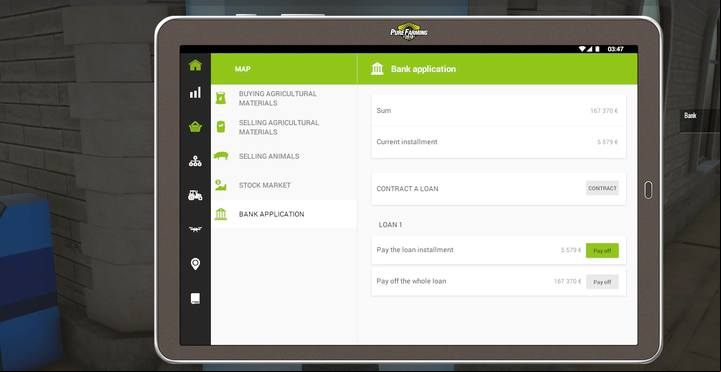 Use your tablet to monitor and pay off your loans. - Bank Loans and credits in Pure Farming 2018 - Basic tips - Pure Farming 2018 Game Guide