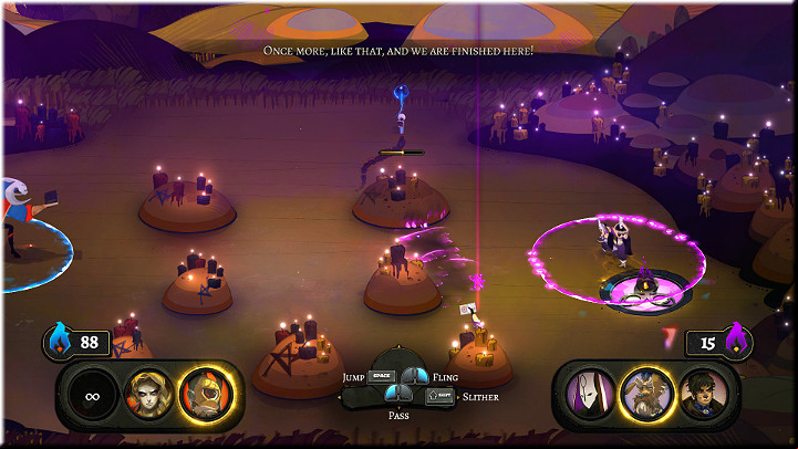 In this match, the enemies will possess additional Talismans and skills - Rites 9-16 | Walkthrough - Walkthrough - Pyre Game Guide