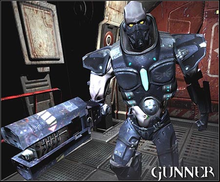 You'll run into Gunner for the first time during the third level (Hangar Perimeter) - Gunner - Enemies - Quake 4 - Game Guide and Walkthrough