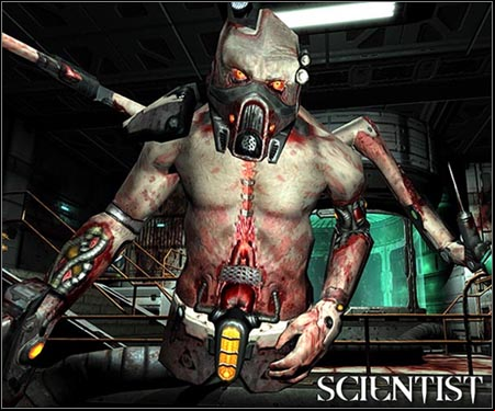 Strogg's scientists, who are caring out medical experiments on humans - Scientist - Enemies - Quake 4 - Game Guide and Walkthrough
