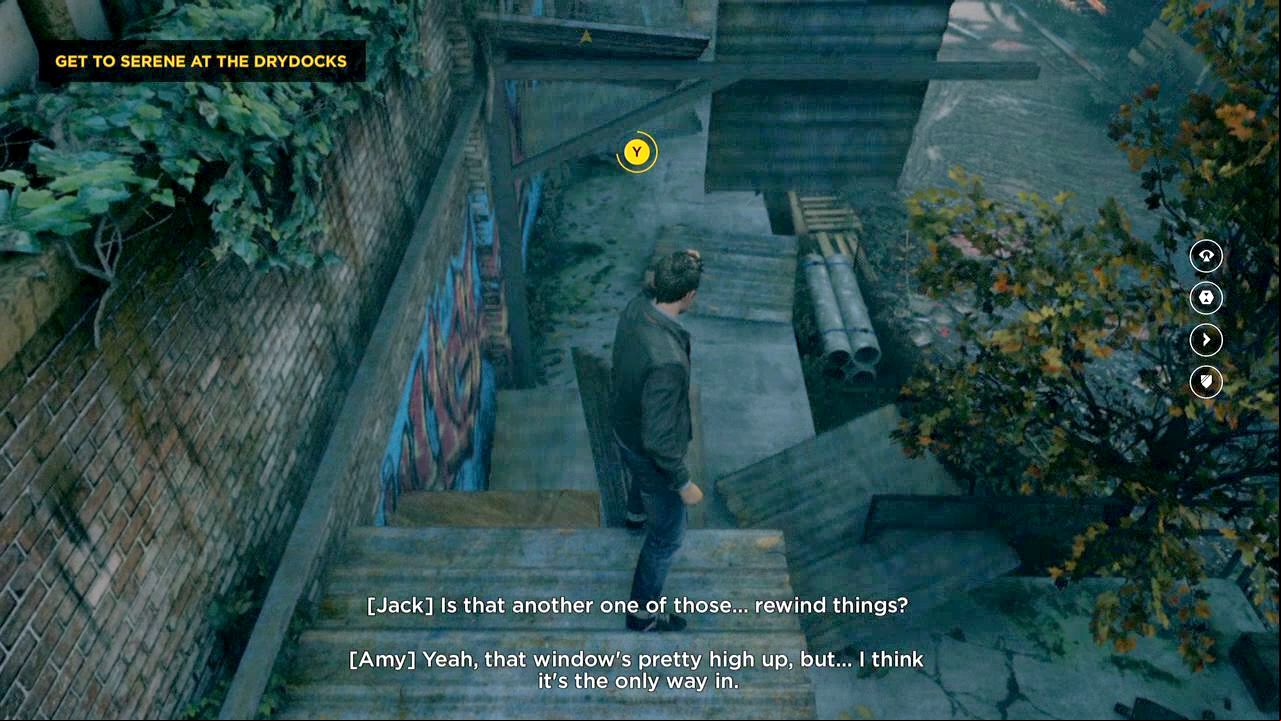 Repair the tin roof - use Time Vision to search for object that can be repaired - Act II - Industrial Area - Walkthrough - Quantum Break - Game Guide and Walkthrough