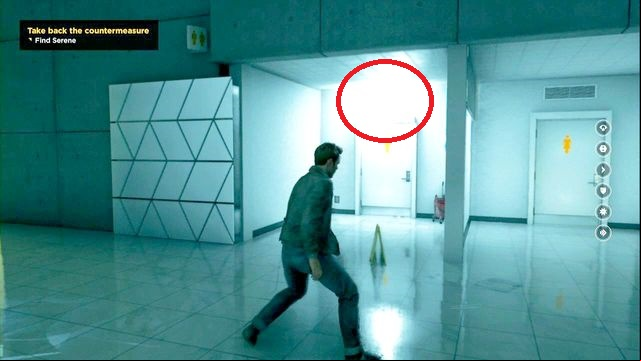 It is easy to miss the source above the toilets - Act V - Monarch HQ - Walkthrough - Quantum Break - Game Guide and Walkthrough