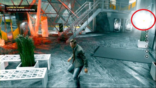 Collect the secret before going out to the parking lot... - Chronon Sources (act III) - Secrets - Quantum Break - Game Guide and Walkthrough