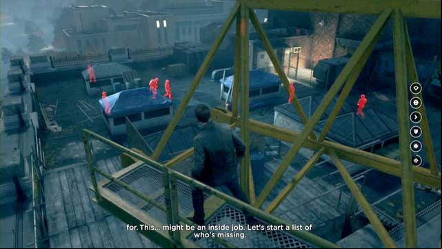 You wont ambush them from the roof. They will spot you as soon as you get closer - Act V, part 2 - Return To The University - Walkthrough - Quantum Break - Game Guide and Walkthrough