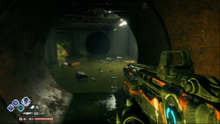 Move along the channels to get to the monster - Mutie Nests - The Pain Drain - Rage 2 - Mutie Nests - Rage 2 Guide