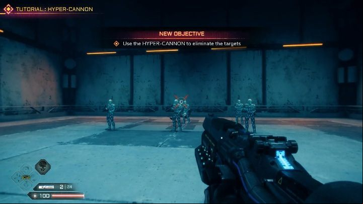 The game will immediately display a tutorial of the Hyper Cannon - Hyper Cannon | Weapons in Rage 2 - Weapons - Rage 2 Guide