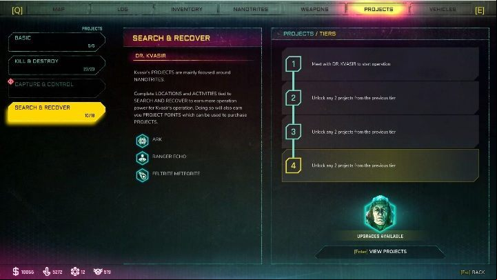 You develop the doctor by performing activities such as - Projects of Doctor Kvasir in Rage 2 - Projects - Rage 2 Guide