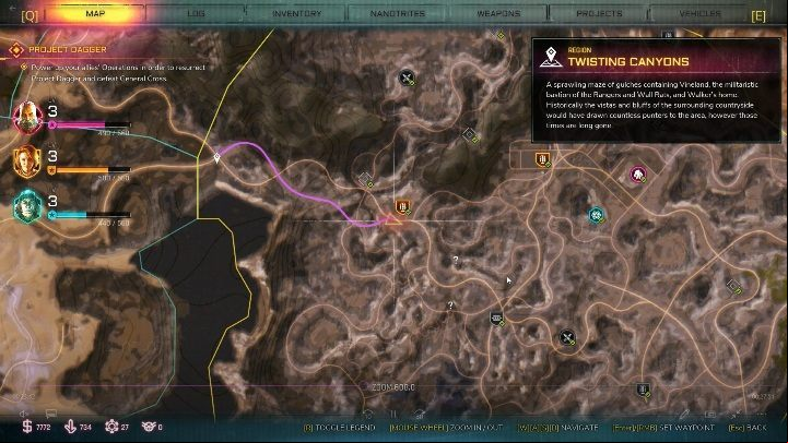 This Sentry is in the center of the map, between the checkpoint next to the bridge and Doomsayer Peak - Authority Sentries in Twisting Canyons - Rage 2 - Authority Sentry - Rage 2 Guide
