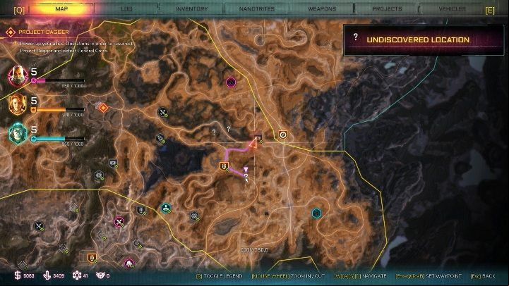 Razorneck Ravine is in the western part of the place, not far from the Power Tower - Bandit Dens in Broken Track - Rage 2 - Bandit Dens - Rage 2 Guide