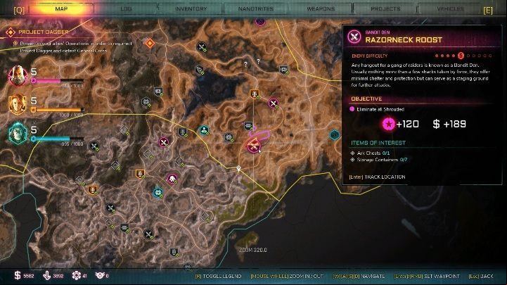 Razorneck Roots is in the western part of the site, near the Ark in the Canyon Bay - Bandit Dens in Broken Track - Rage 2 - Bandit Dens - Rage 2 Guide
