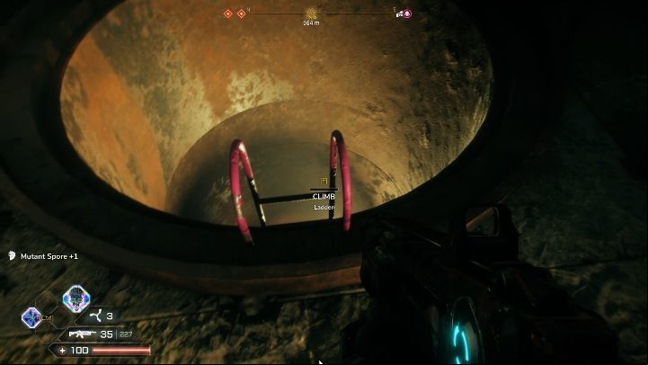 Having reached the hole in the ground, go down the ladder - Mutie Nests - The Ruined Shaft - Rage 2 - Mutie Nests - Rage 2 Guide