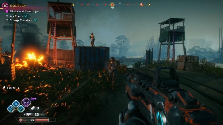 In this location you will find 1 ark chest and 5 storage containers - Bandit Dens in Sekreto Wetlands - Rage 2 - Bandit Dens - Rage 2 Guide