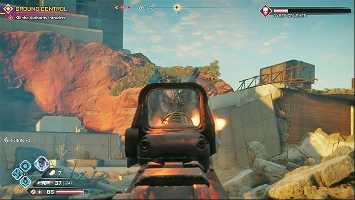The second part of the fight starts when the boss loses part of his armor - Ground Control | Rage 2 Walkthrough - Main story - Rage 2 Guide