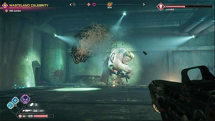 Jumbo is a powerful mutant (his health bar is displayed in the upper right corner of the screen) - Jumbo | Boss in Rage 2 - Bosses - Rage 2 Guide