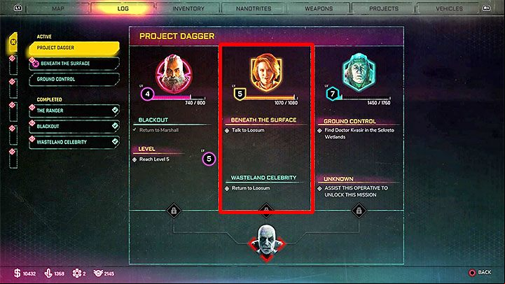 Open the log to check your progress in gaining reputation (see the picture) - Beneath the Surface | Rage 2 Walkthrough - Main story - Rage 2 Guide