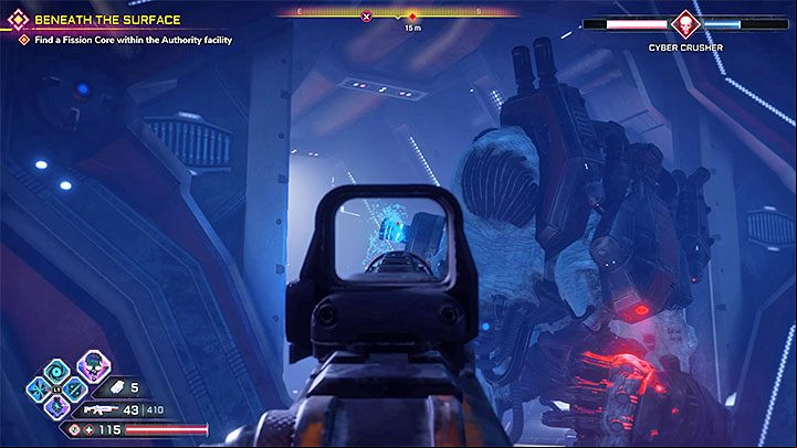 Cyber Crusher, one of the bosses, will appear in one of the larger rooms - Beneath the Surface | Rage 2 Walkthrough - Main story - Rage 2 Guide