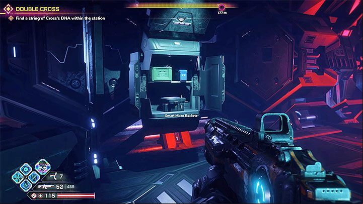 During the exploration of the base, you can come across stashes on walls similar to the one presented in the picture - you can recognize them by pulsating purple lights - Double Cross | Rage 2 Walkthrough - Main story - Rage 2 Guide
