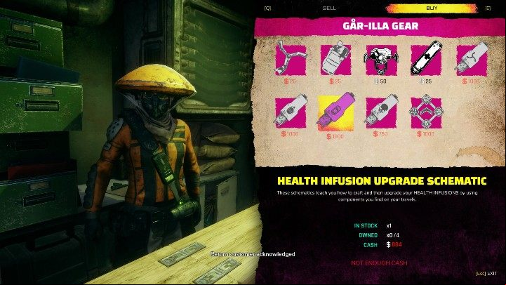 Many sellers that can be found in the game world offer improvement and upgrade schematics like: wingstick, infusion of health, grenades, overload, infusion of skills and drone - What to spend money on in Rage 2? - FAQ - Rage 2 Guide