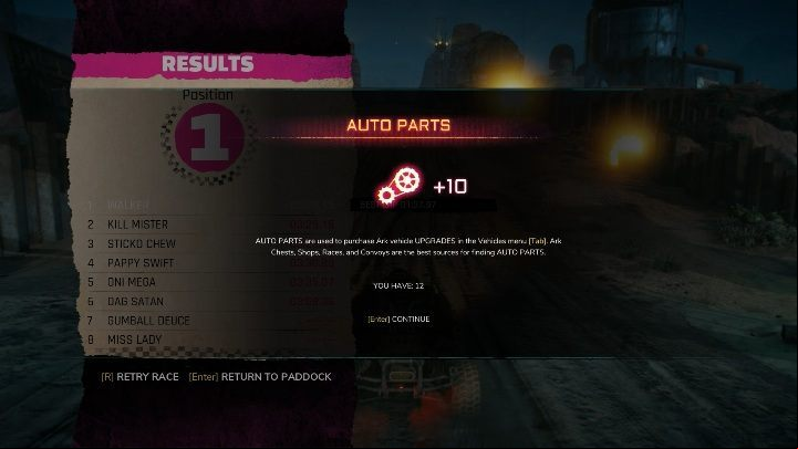 You get parts from vendors, destroyed convoys, and by winning races - The main categories of loot in Rage 2 - Basics - Rage 2 Guide