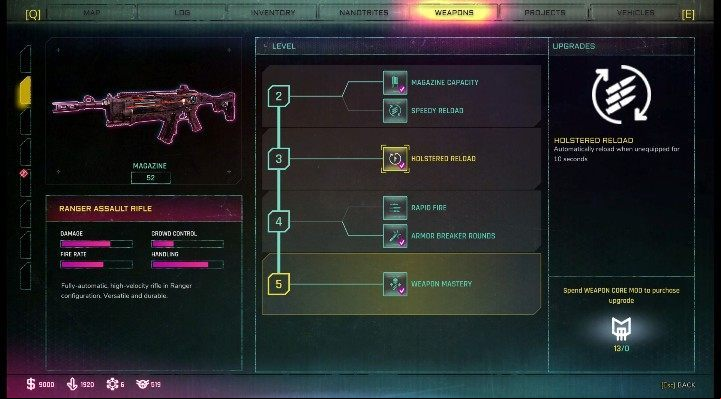Weapons in Rage 2 can be improved with Weapon Core Mods - The main categories of loot in Rage 2 - Basics - Rage 2 Guide
