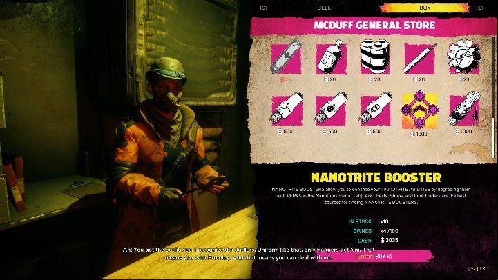 Nanotrite Booster costs $1,000 - The main categories of loot in Rage 2 - Basics - Rage 2 Guide