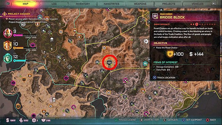 In search of Dumper Truck go to the site specified in the image - Bridge Block - Dosing | Rage 2 Trophy guide - Trophy Guide - Rage 2 Guide