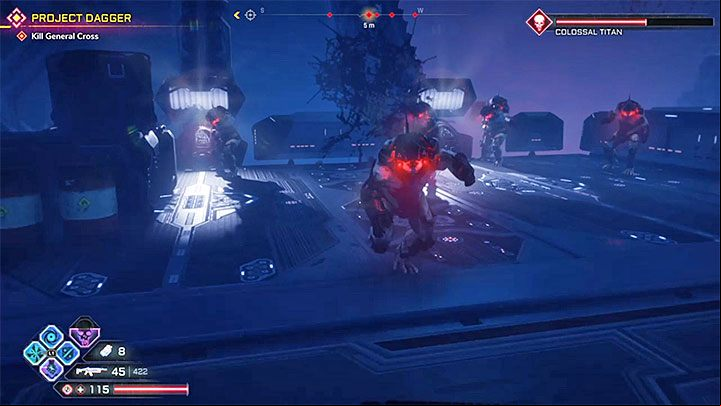 The boss will retreat and you have to deal with his guards for the first time - Colossal Titan | Boss in Rage 2 - Bosses - Rage 2 Guide