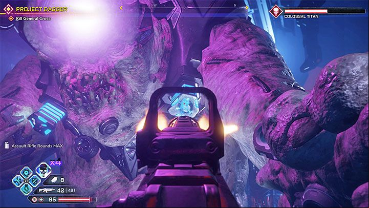 Once Titan gets close to the arena again, focus on finding new cylinders, which this time are located around the neck of the boss - Colossal Titan | Boss in Rage 2 - Bosses - Rage 2 Guide
