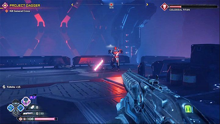 The destruction of subsequent cylinders will lead to another retreat of the boss - Colossal Titan | Boss in Rage 2 - Bosses - Rage 2 Guide