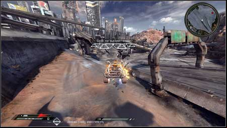 The road to the left will take you to the precipice, jumping from which youll destroy another drone - Wasteland - p. 2 | Vehicle jumps - Vehicle jumps - Rage Game Guide & Walkthrough