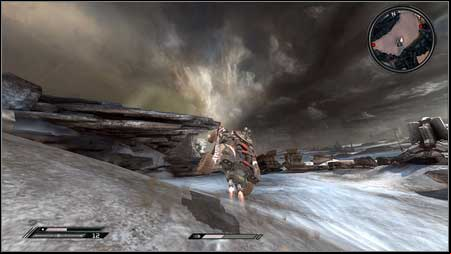 Drive below it and then using your boost jump from the dune on the left side - Eastern Wasteland | Vehicle jumps - Vehicle jumps - Rage Game Guide & Walkthrough