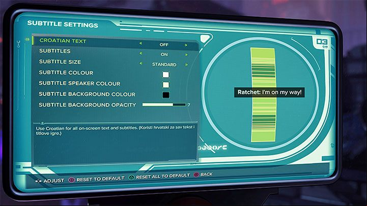 In the Subtitle Settings tab, you can enable or disable subtitles - Ratchet & Clank Rift Apart: System requirements - Appendix - Ratchet & Clank Rift Apart Guide