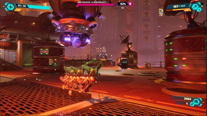 Nefarious Juggernaut can jump around the arena - Ratchet & Clank Rift Apart: Nefarious Juggernaut - how to defeat it? - Bosses - Ratchet & Clank Rift Apart Guide